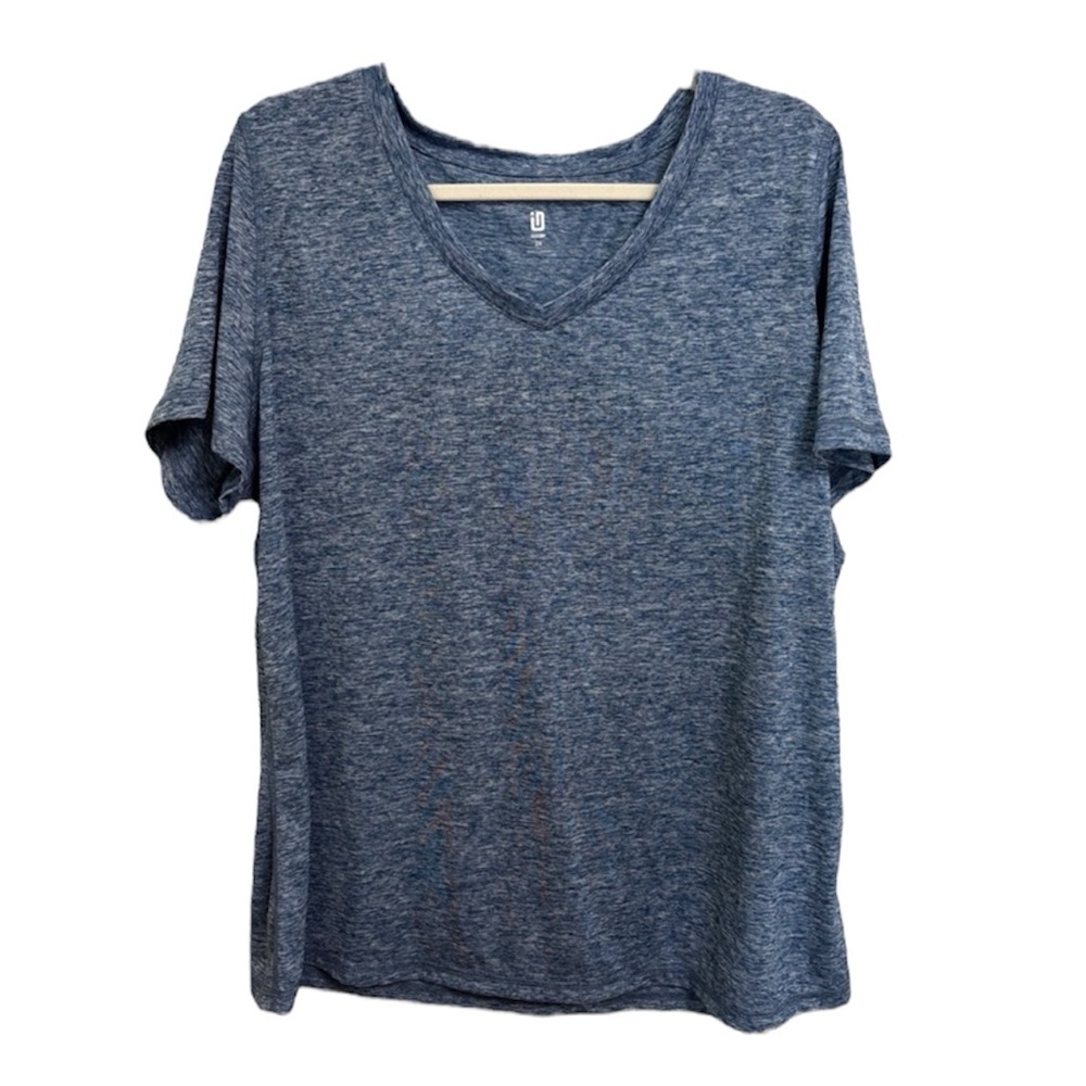 Ideology activewear Heathered Blue Short Sleeve v neck top size 2X